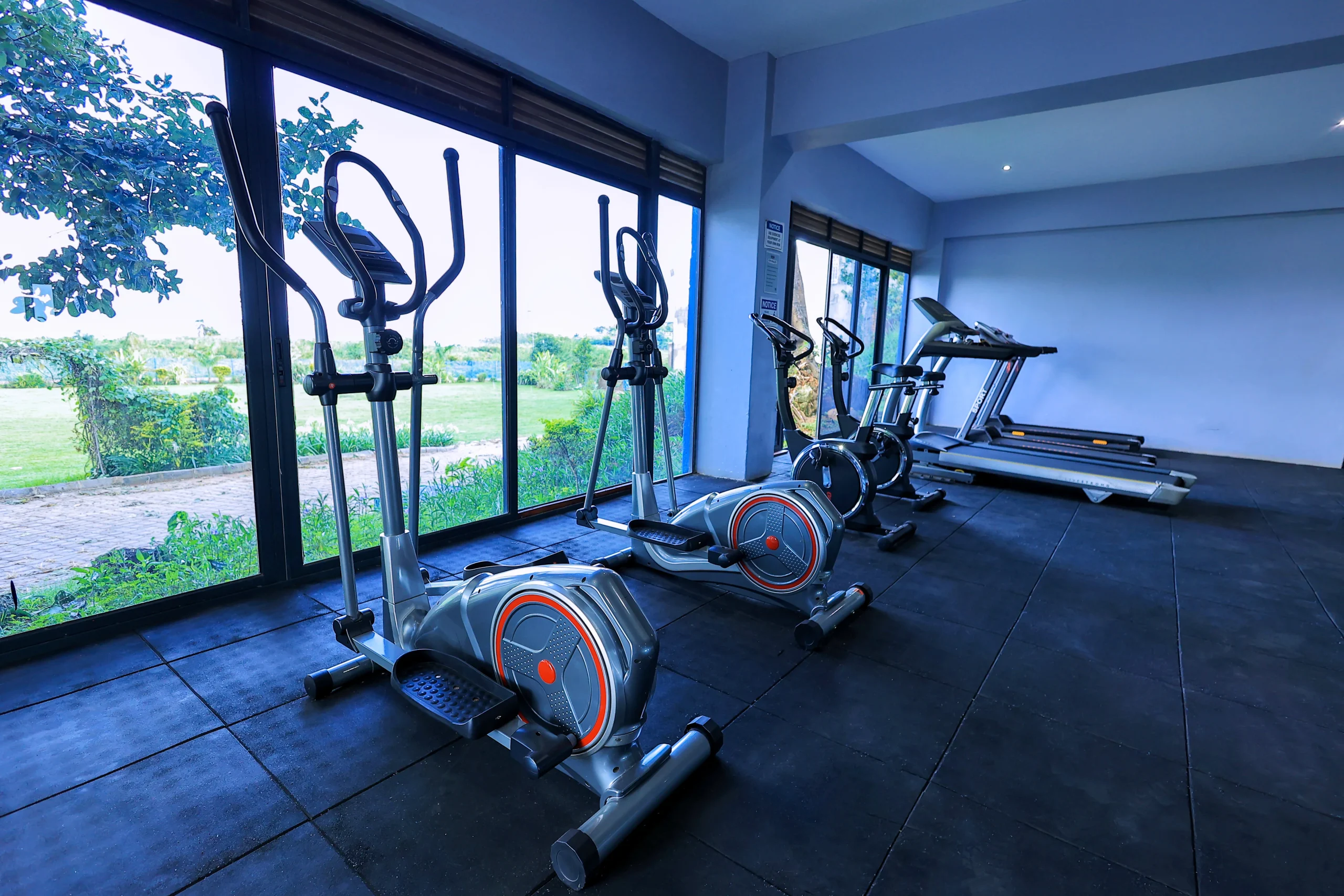 Modern fitness center at Aquarius Kigo Resort